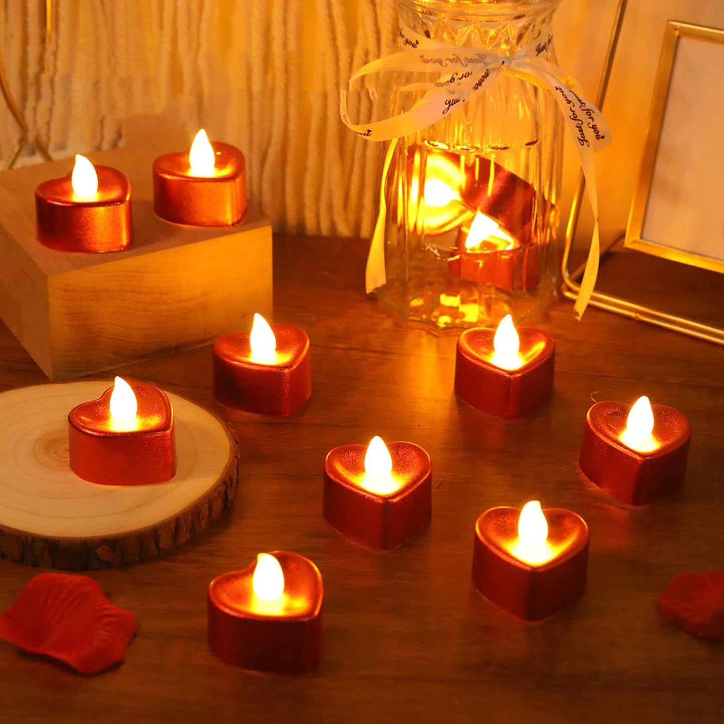 Heart Shaped Led Tea Light Candles (Mix Color 12 Pc)