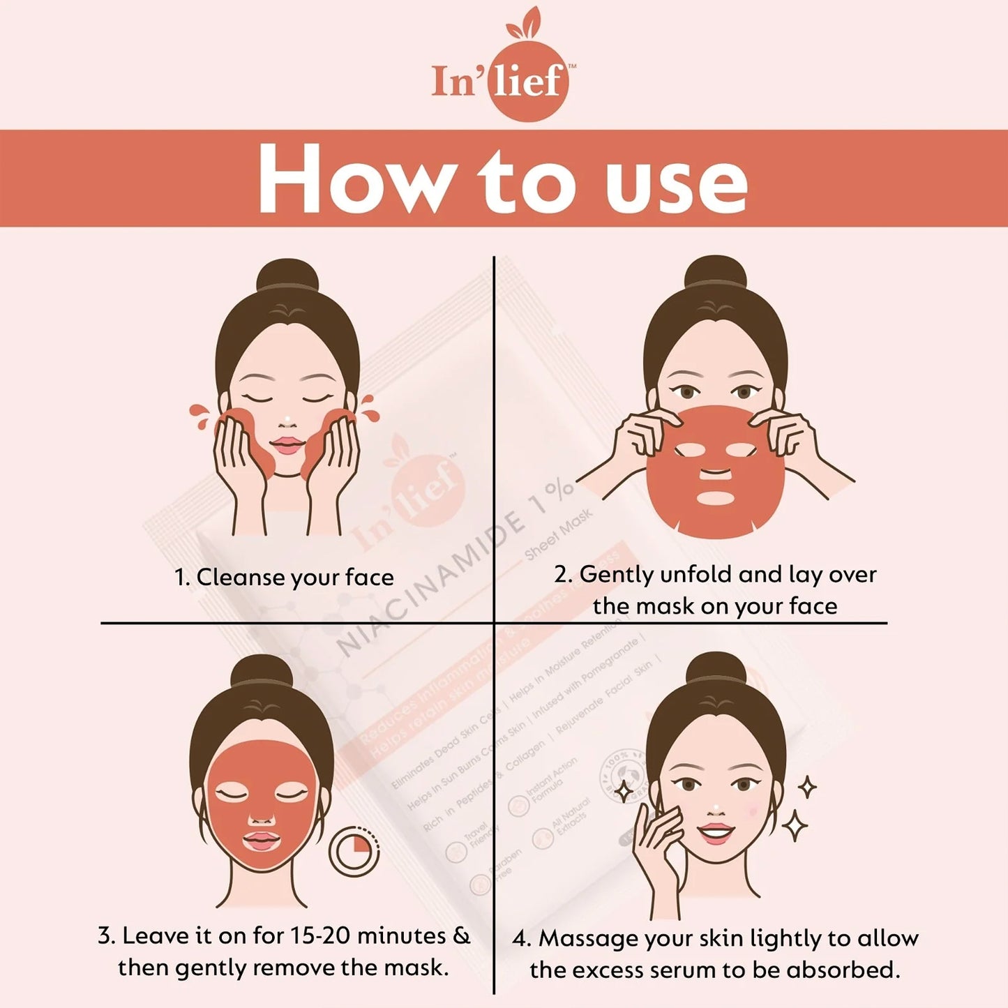 Inlief Niacinamide 1 Hydrating Calming Facial Sheet Mask (1 Pc)