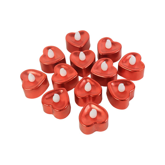 Heart Shaped Led Tea Light Candles (Mix Color 12 Pc)