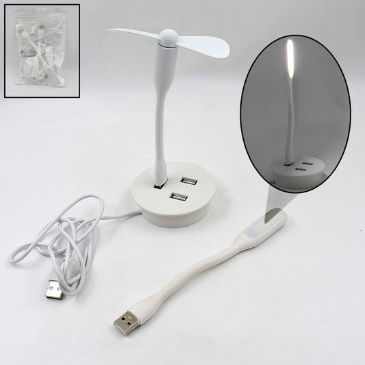 Portable Mini Usb Fan Usb Ligh Usb 3 Hub Port Combo
