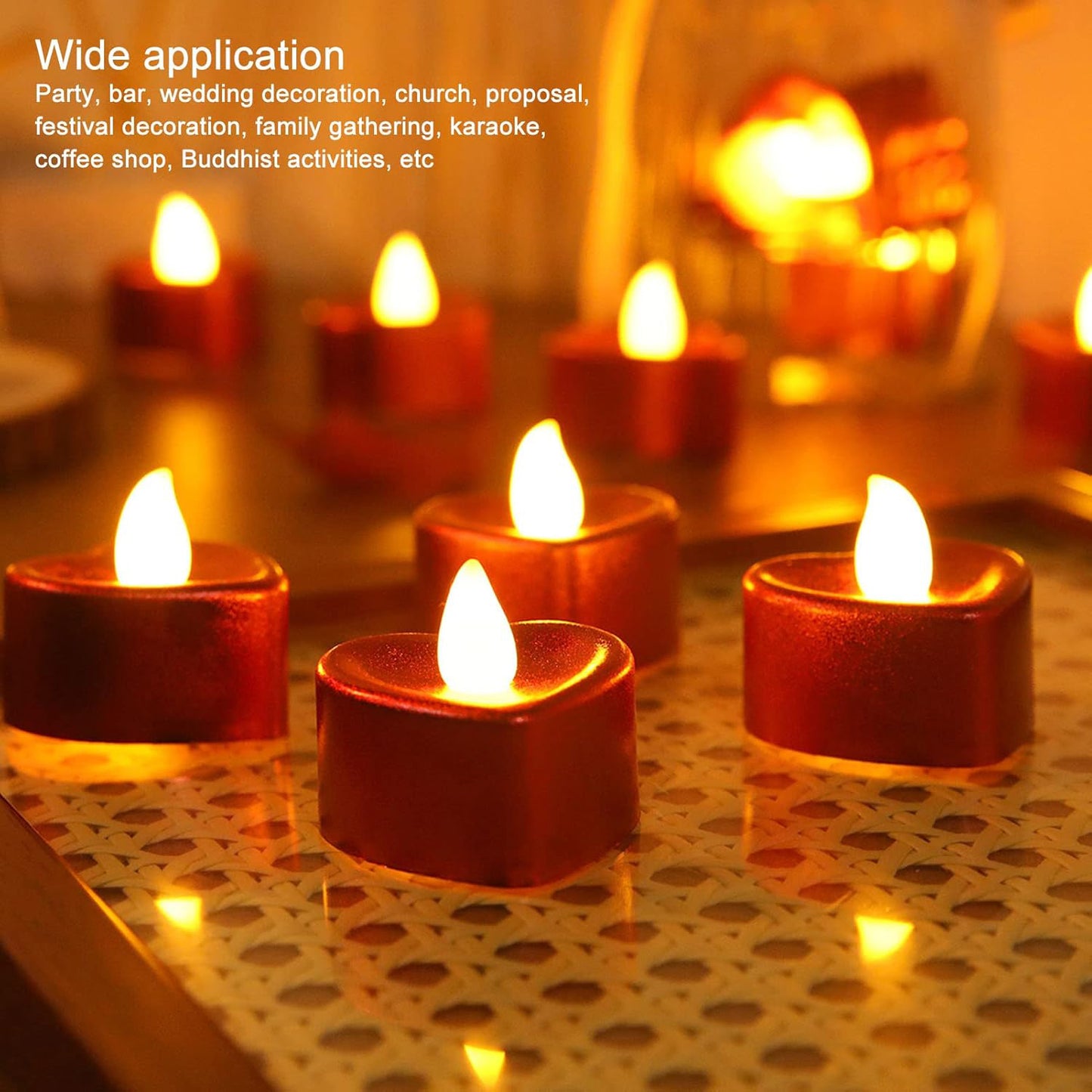 Heart Shaped Led Tea Light Candles (Mix Color 12 Pc)