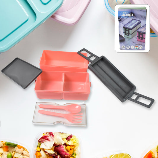 Plastic 3 Layer Leak Proof 3 Compartment Lunch Box For Office (1 Pc)