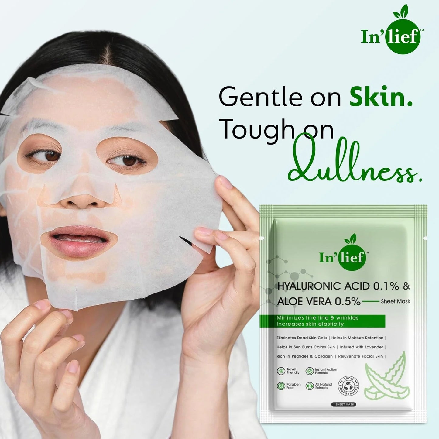 Inlief Hyaluronic Acid 0.1 Aloe Vera 0.5 Hydrating Facial Mask (1 Pc)