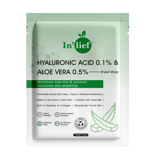 Inlief Hyaluronic Acid 0.1 Aloe Vera 0.5 Hydrating Facial Mask (1 Pc)
