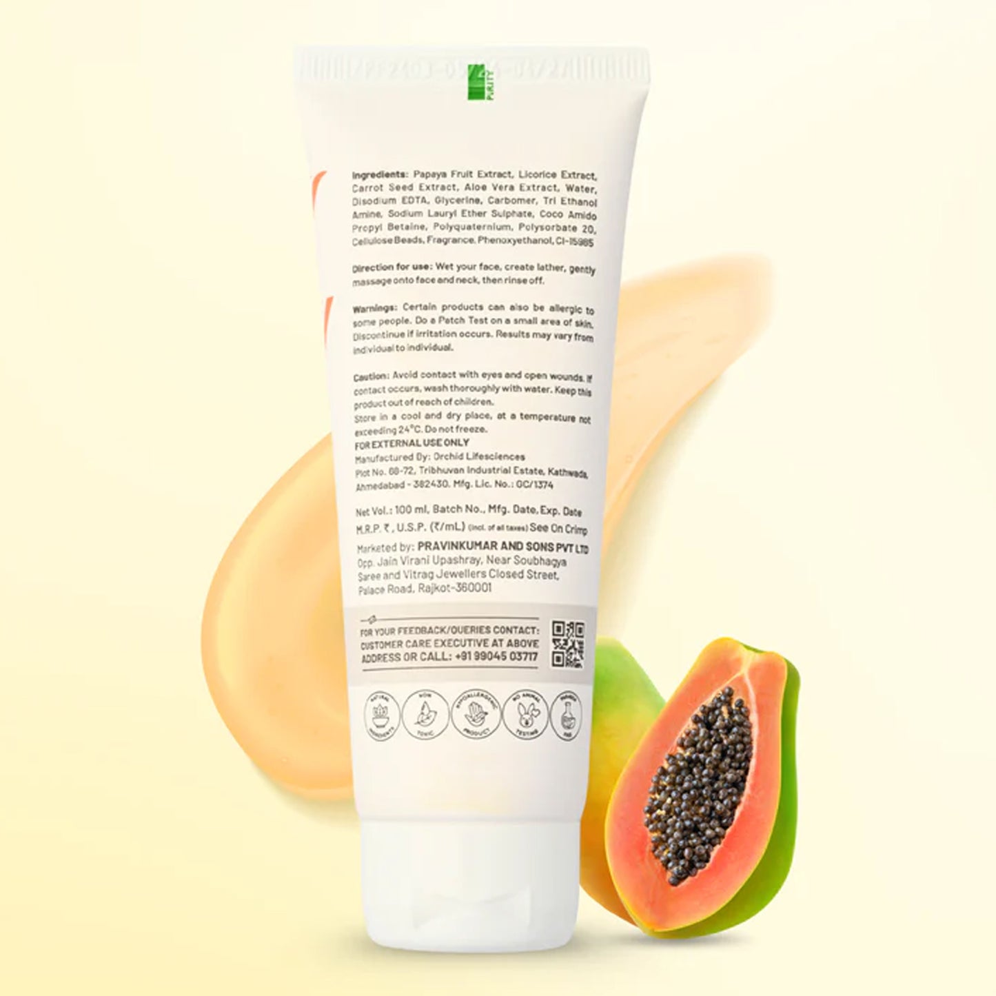 Zequz Papaya Face Wash - (100ml  1 Pc)