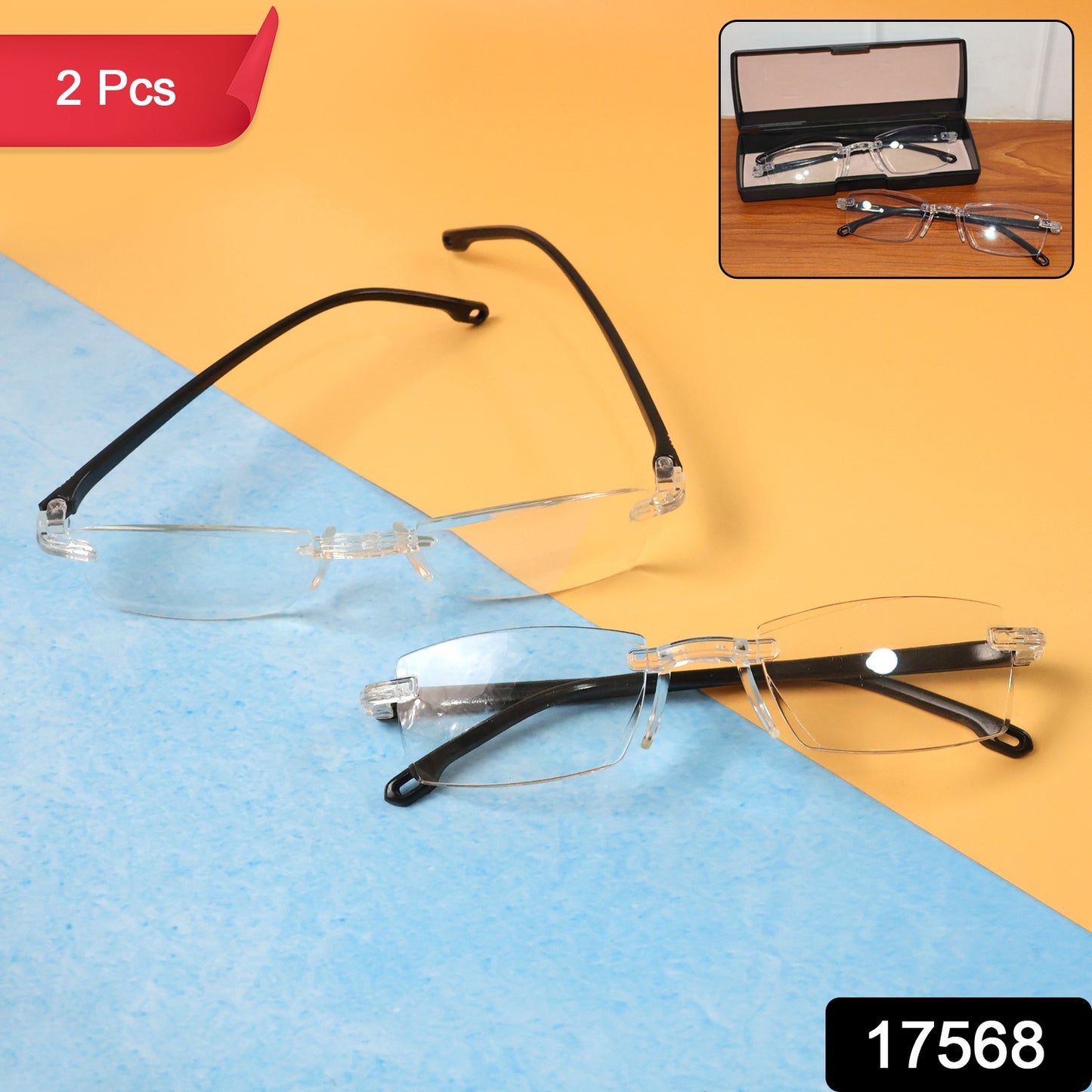 Pack Of 2 Rimless Reading Glasses  Lightweight Comfort Readers